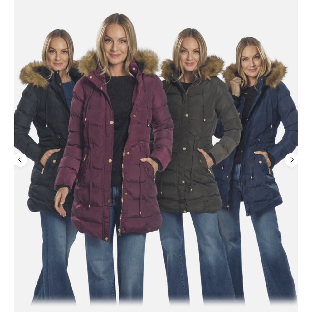Celsius Green Hooded Puffer Coat With Fleece Lining & Gold Trim, Sz M--NWT - Picture 7 of 10